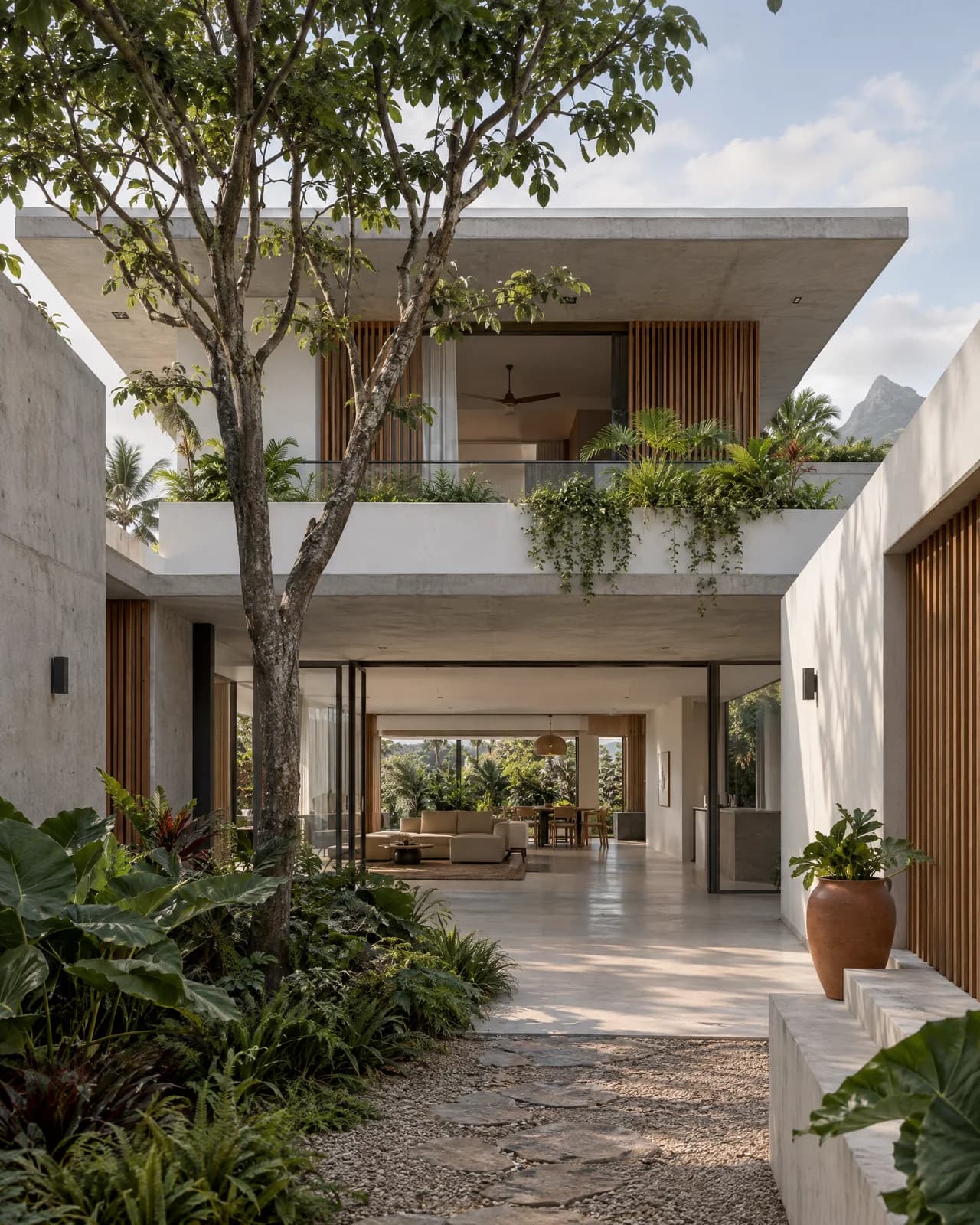 Illustrative concept of contemporary residential architecture in Mauritius