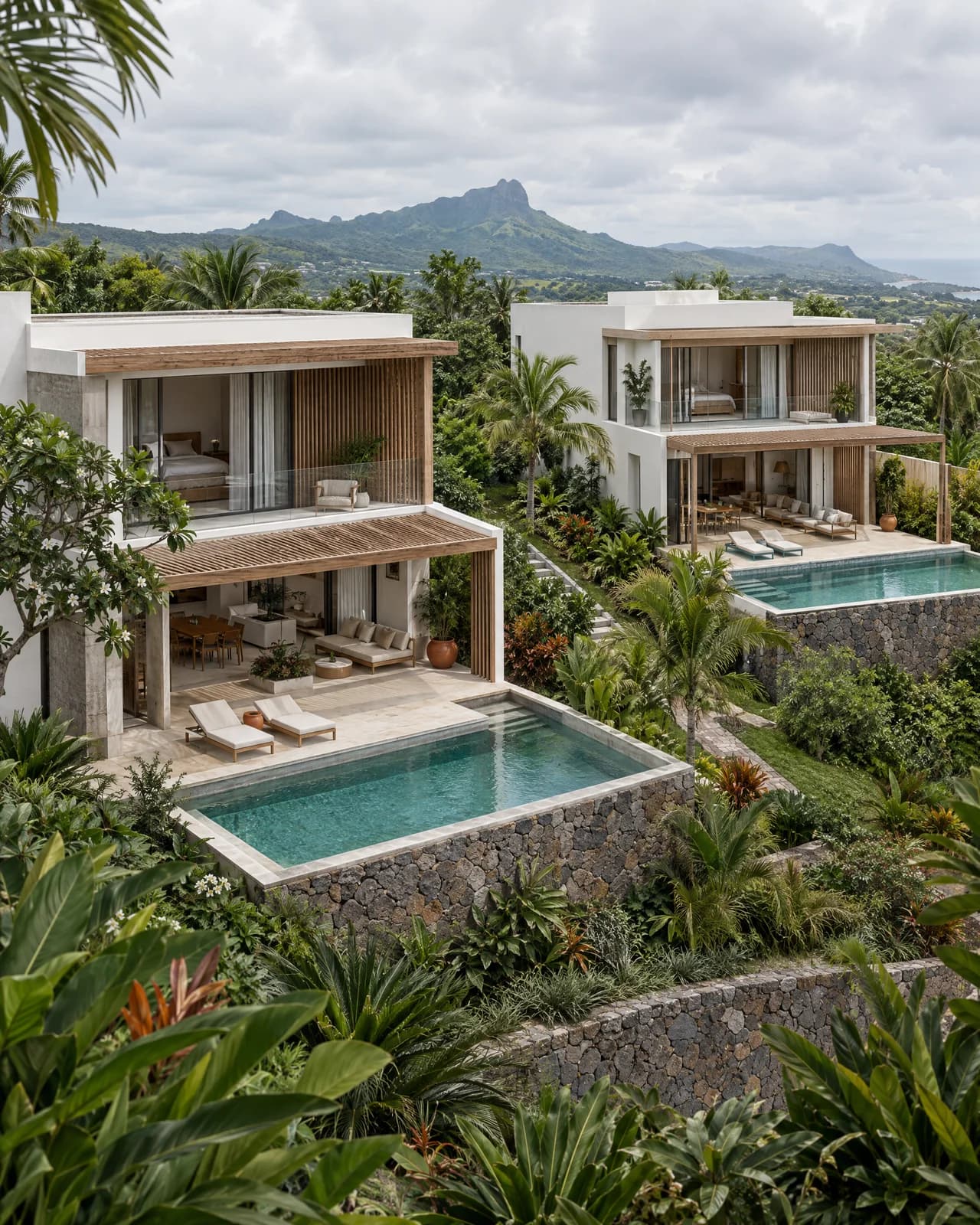 Illustrative concept of contemporary residential architecture in Mauritius